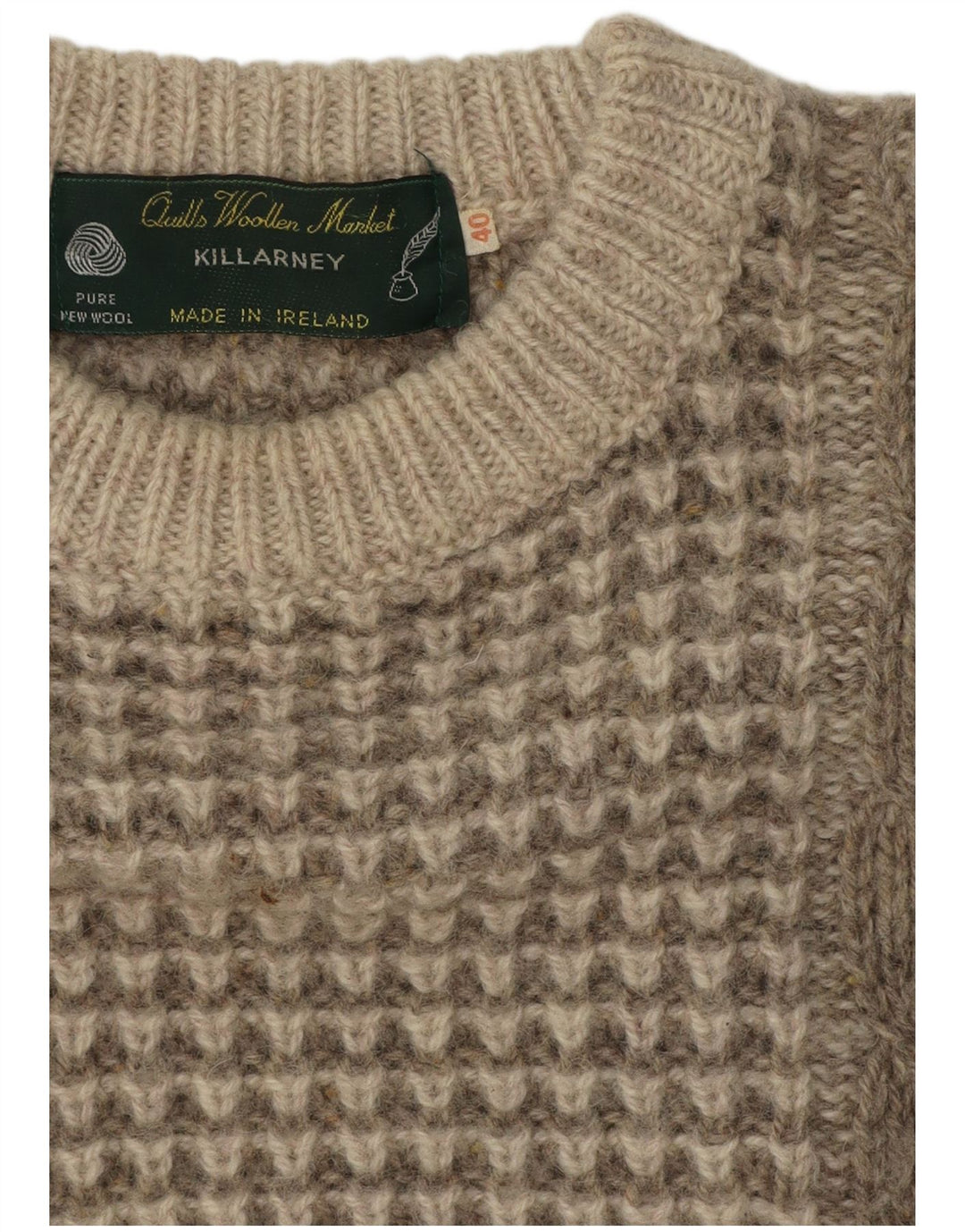 Killarney Pull col bateau pour homme UK 40 Laine vierge beige moyen