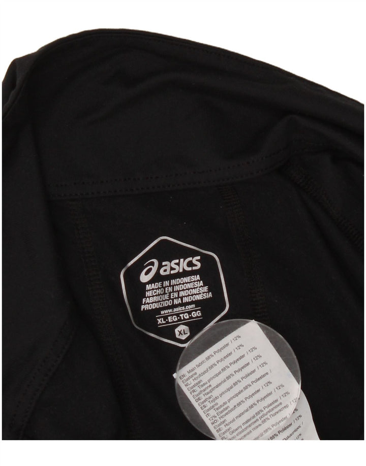 Asics Haut de survêtement à col zippé pour homme XL Noir Polyester