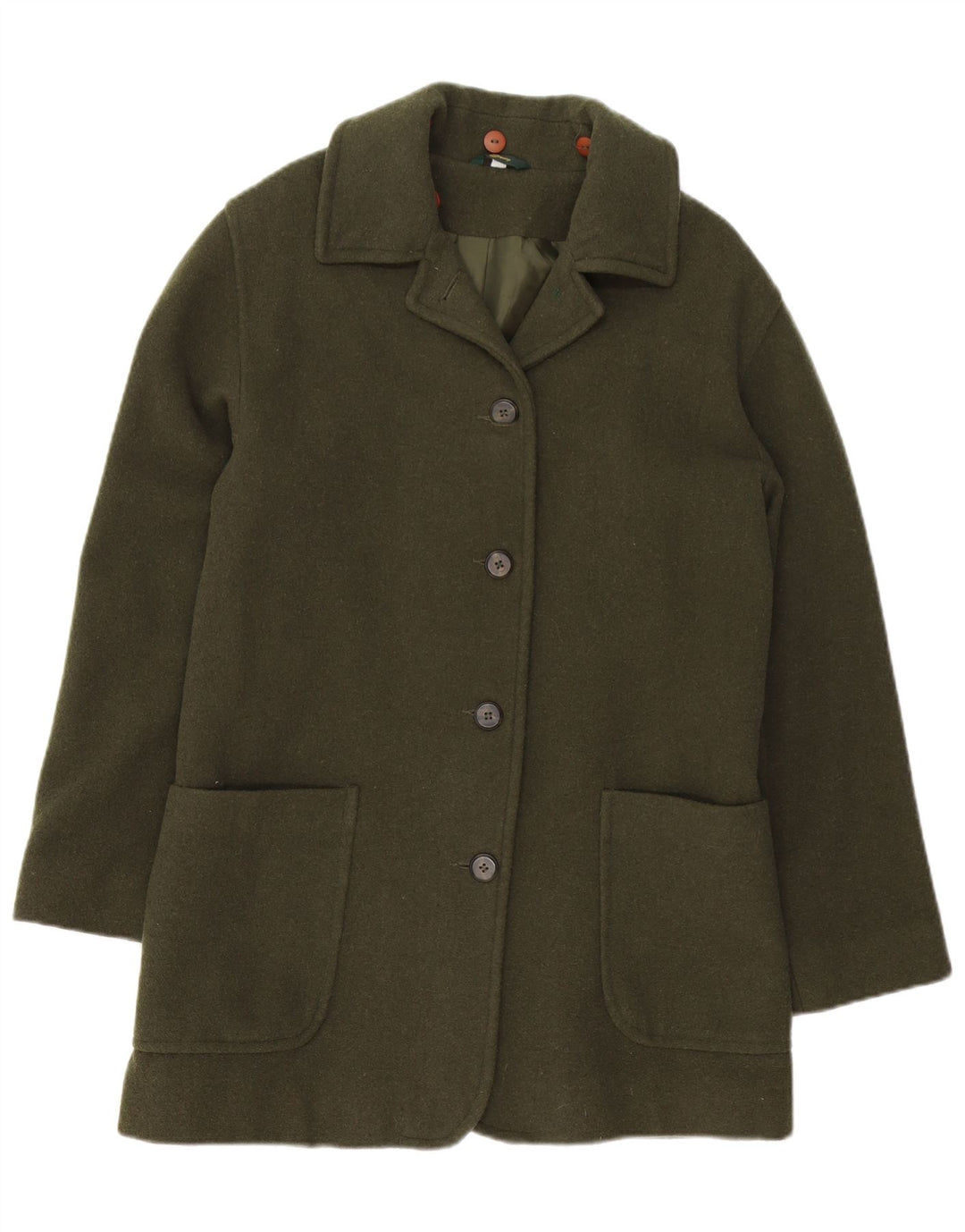 VINTAGE Femme Manteau surdimensionné UK 10 Petite laine verte