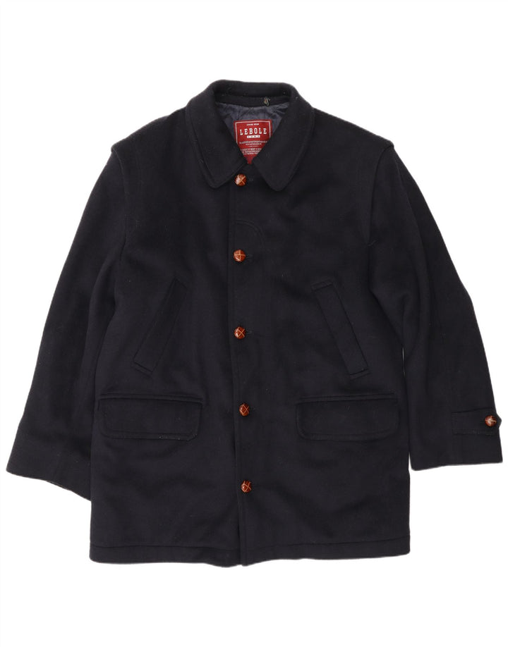 Lebole Manteau Homme UK 14 Grande Laine Bleu Marine