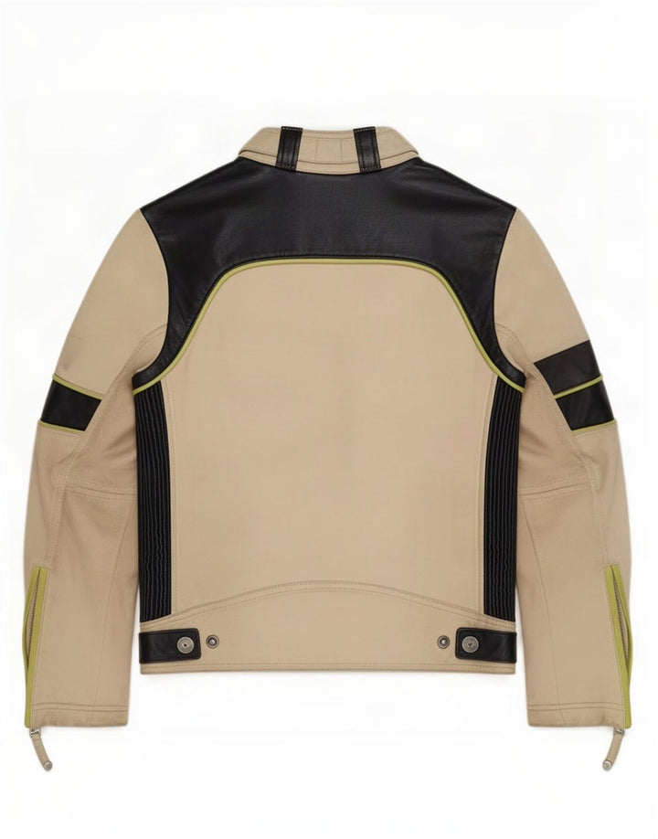 Diesel Veste Racer en cuir pour garçon 10-11 ans Beige moyen colour block