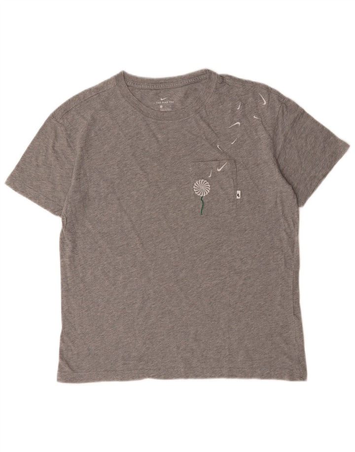 Nike Mens Graphic T-Shirt Top Petit Gris Moucheté Coton