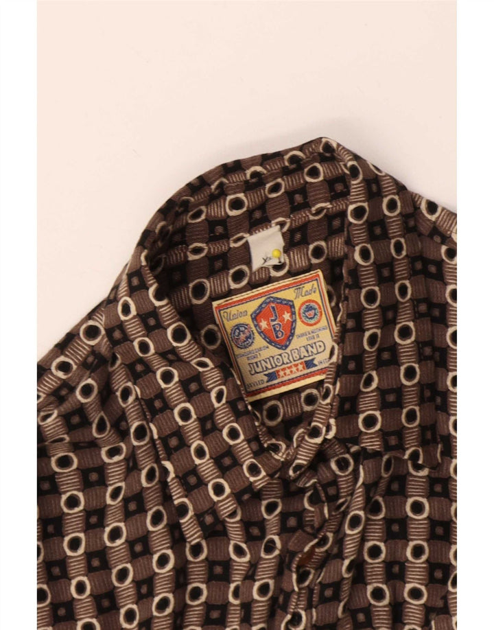 Chemise Garçon Vintage 15-16 ans XL Marron Géométrique