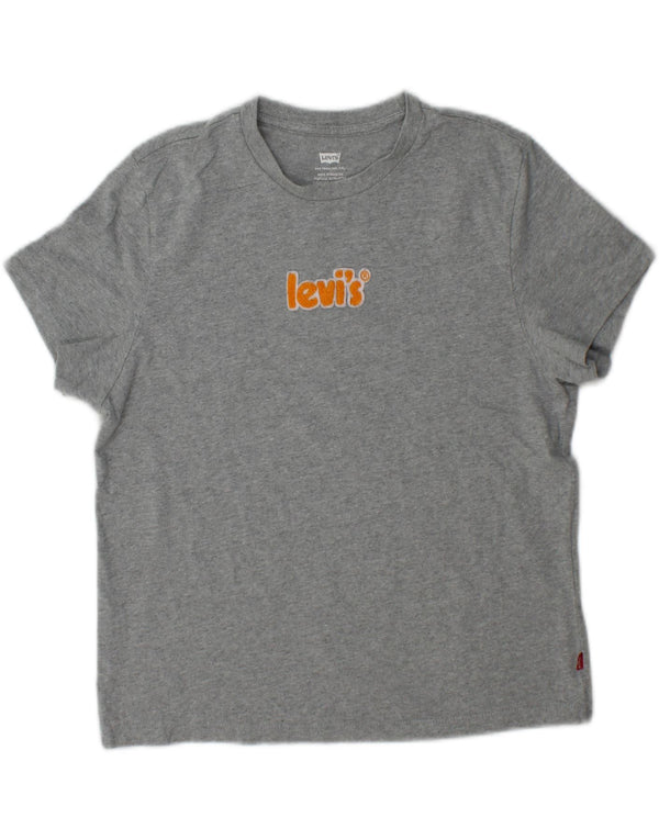 Levi's T-shirt graphique surdimensionné pour femme UK 10 Small Gris