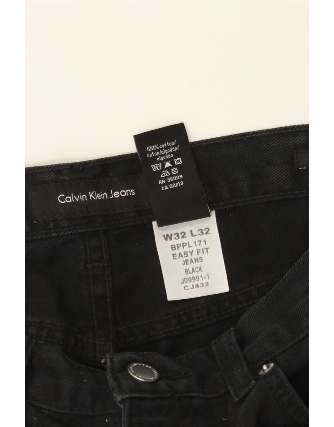 CALVIN KLEIN Jean droit coupe facile pour homme W32 L32 noir coton