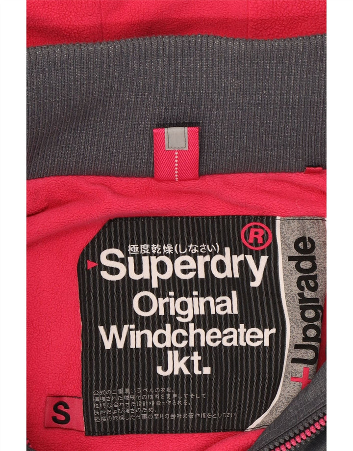 SUPERDRY Womens Windcheater Hooded Windbreaker Jacket UK 10 Small Grey