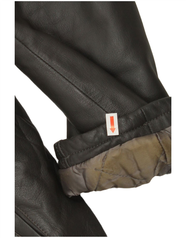 VINTAGE Veste en cuir homme UK 38 Gris moyen
