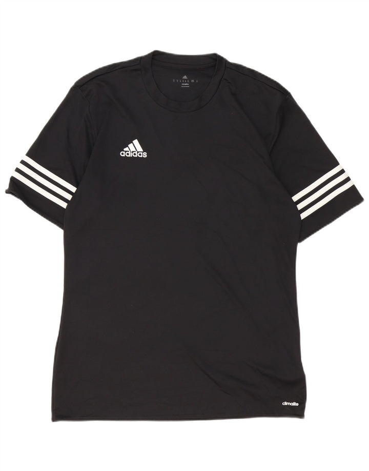 Adidas Hommes Climalite T-Shirt Top Noir Moyen Polyester