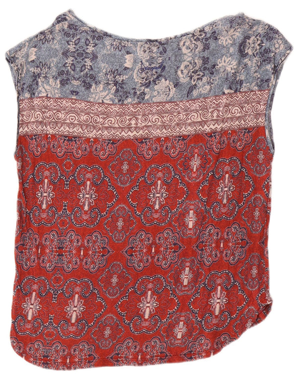 Desigual Chemisier sans manches pour femme UK 44 Rouge moyen Paisley Coton