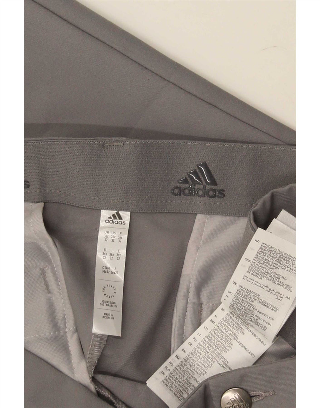 Adidas Pantalon Chino Slim Homme W36 L32 Gris Polyester