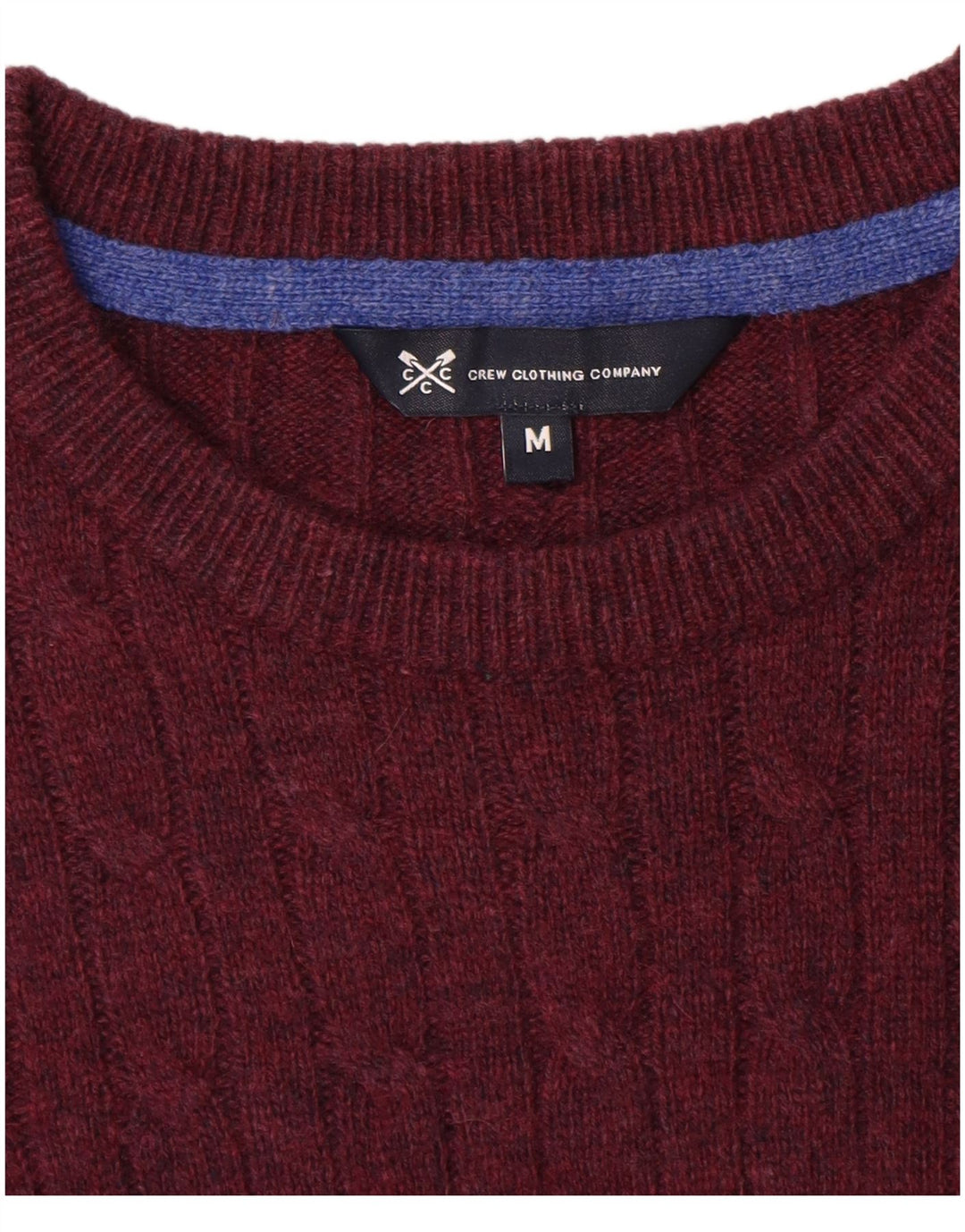 Crew Clothing Pull à col rond pour homme en laine d'agneau bordeaux moyen