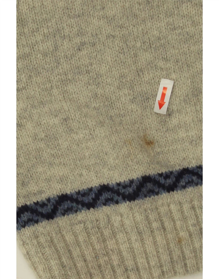 Bramante Pull ras du cou pour homme IT 50 Gris moyen Fair Isle Laine vierge