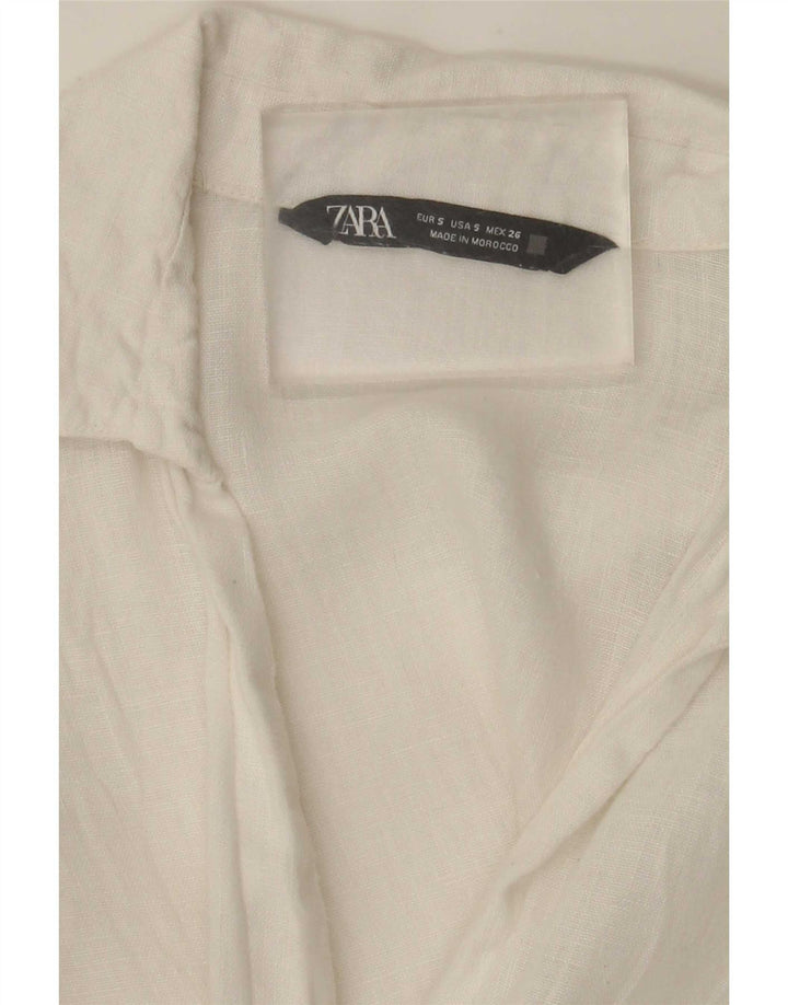 Zara Chemise Femme UK 10 Petit Blanc