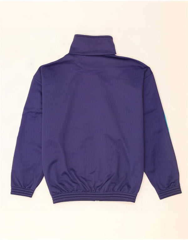 vintage Mens Graphic Survêtement Top Veste Grand Bleu Marine Colorblock