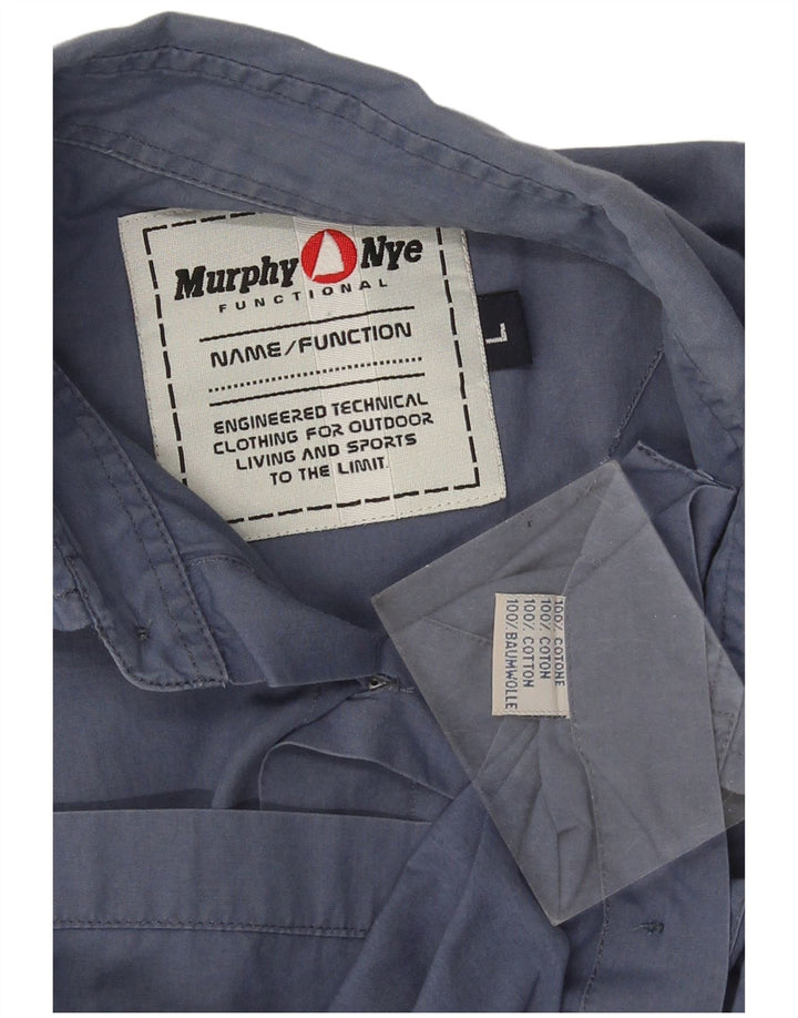 Murphy & Nye Chemise à manches courtes pour homme en coton bleu moyen
