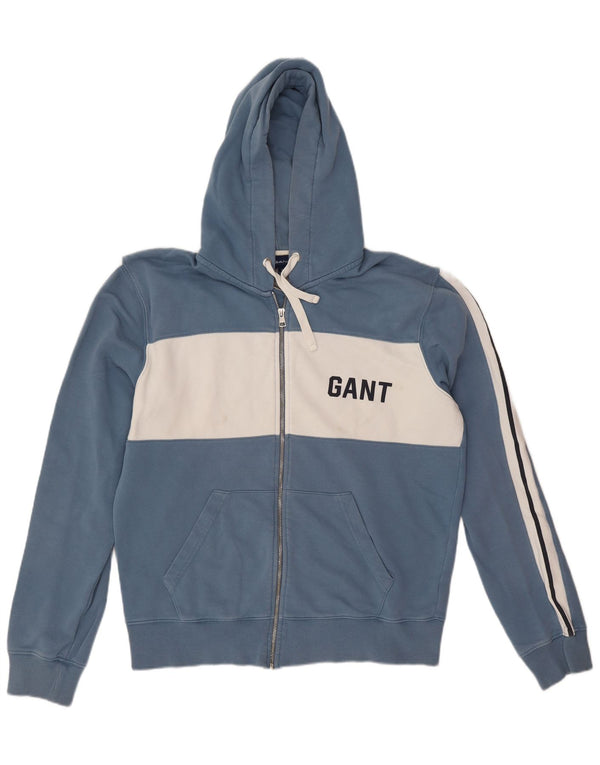 Gant Graphic Zip Hoodie Sweater XL Bleu Colorblock Coton Homme