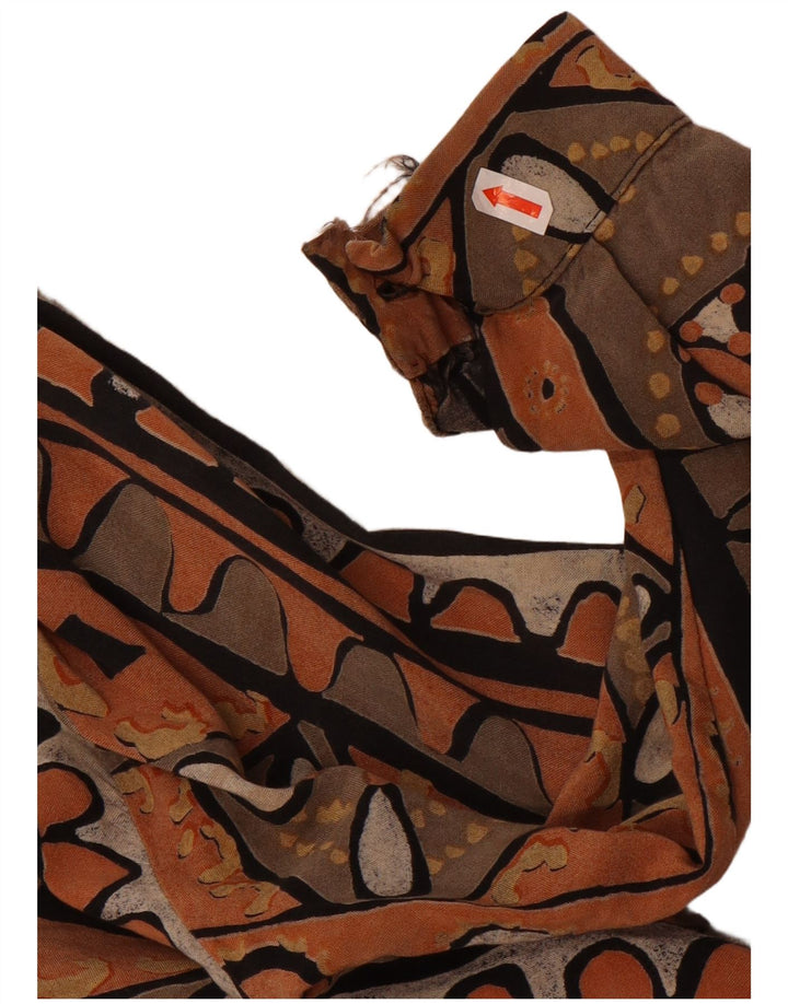 vintage Femme Chemise Blouse UK 20 2XL Marron Géométrique