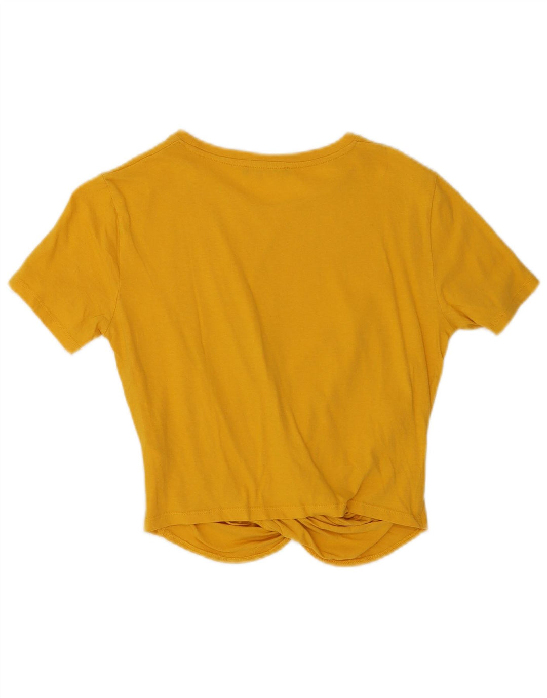 Zara Womens Crop Blouse Top UK 12 Coton Jaune Moyen