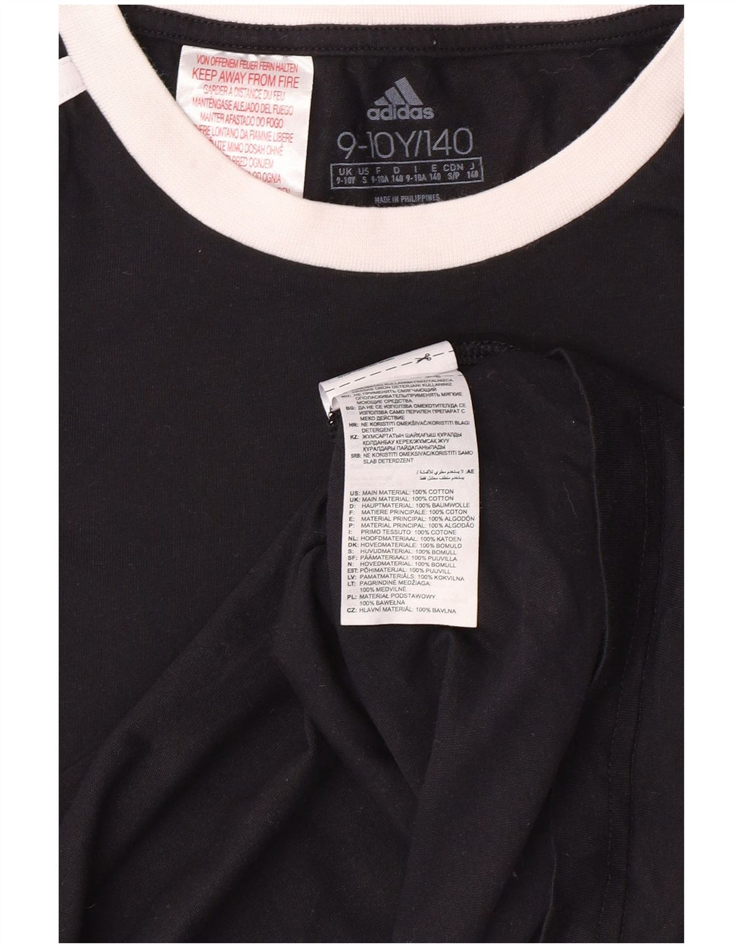 ADIDAS T-Shirt Fille 9-10 ans Noir Coton