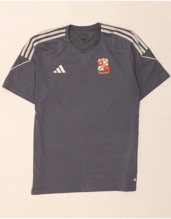 Adidas Mens Swindon Town FC Slim Fit T-Shirt Top Large Gris Polyester