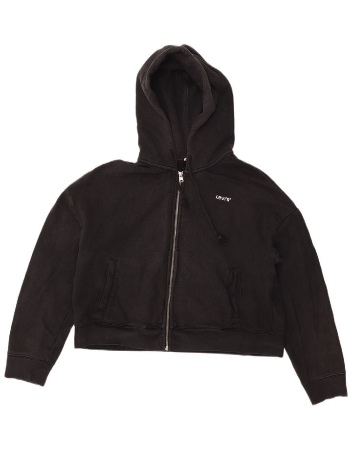 Levi's Pull à capuche surdimensionné court zippé pour femme UK 10 Small Noir