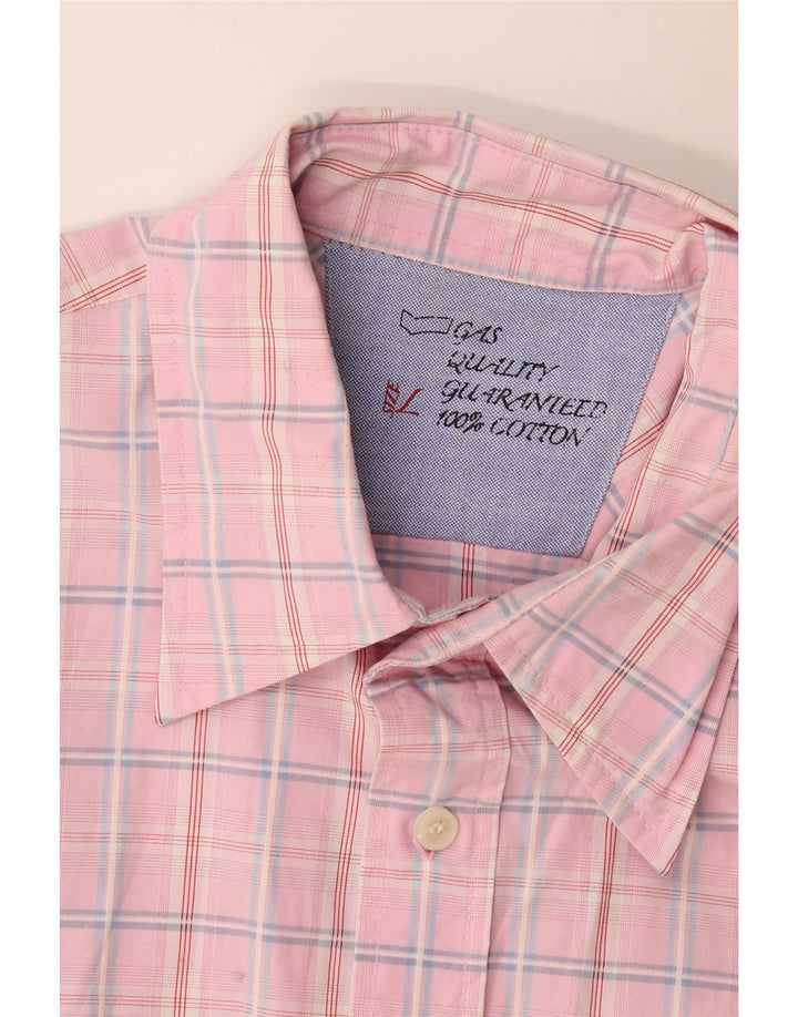 Gas Chemise Homme Grand Carreau Rose Coton