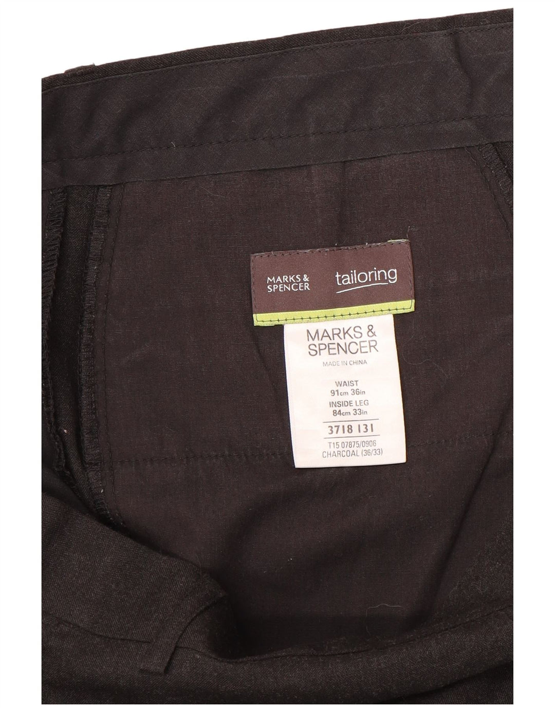 Marks & Spencer Pantalon de Costume Droit Homme W36 L33 Gris Polyester