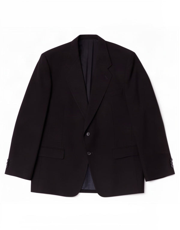 vintage Homme 2 Bouton Blazer Veste IT 54 2XL Laine Noire