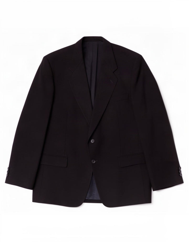 vintage Homme 2 Bouton Blazer Veste IT 54 2XL Laine Noire