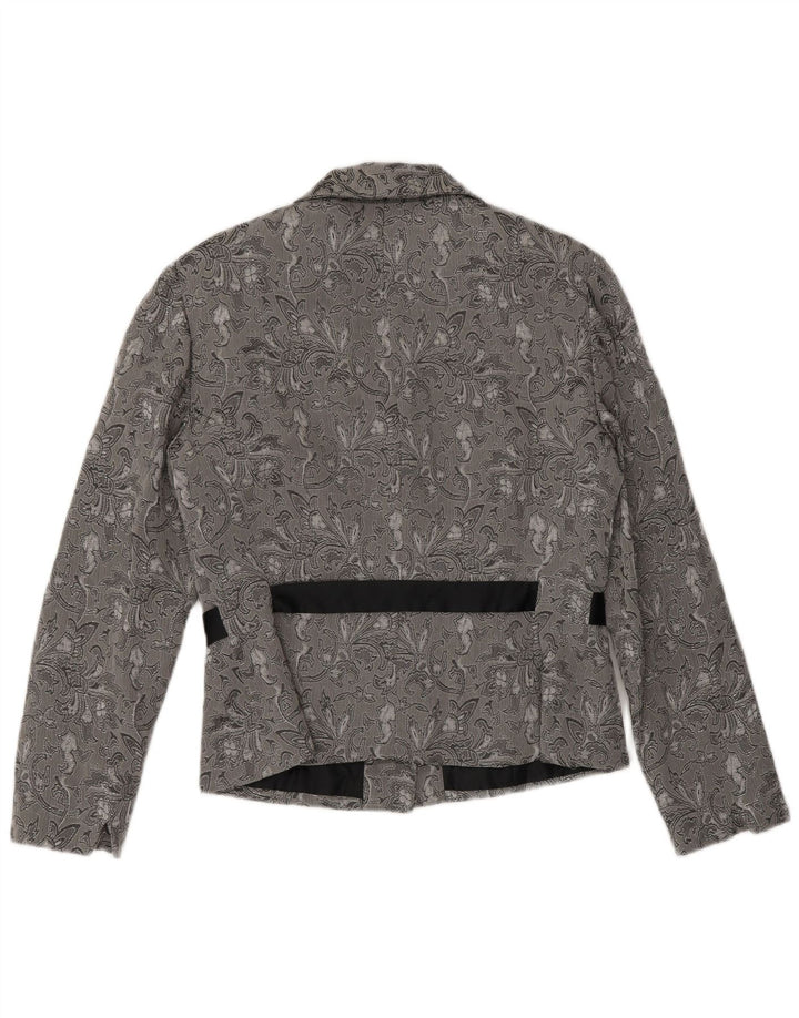 Perceptions Veste Blazer 2 Boutons pour Femme UK 8 Petite Rayonne Florale Grise