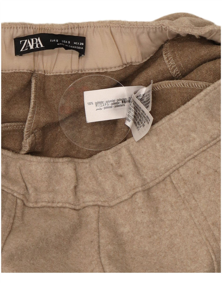 Zara Pantalon décontracté à jambe large pour femme Petit W26 L29 Beige Polyester