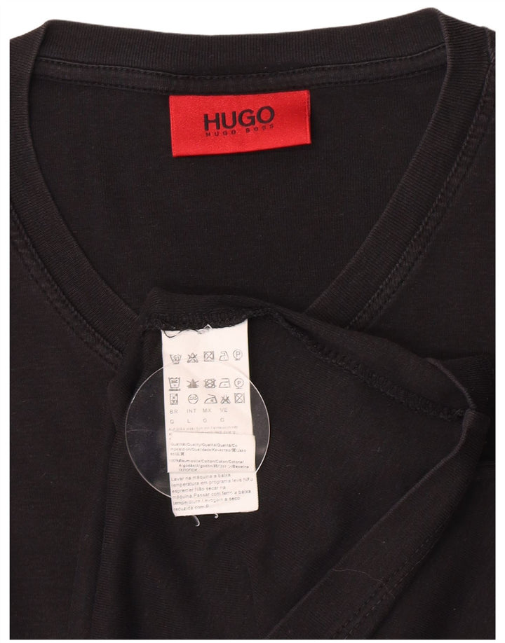 Hugo Boss Hommes T-Shirt Top Large Noir Coton