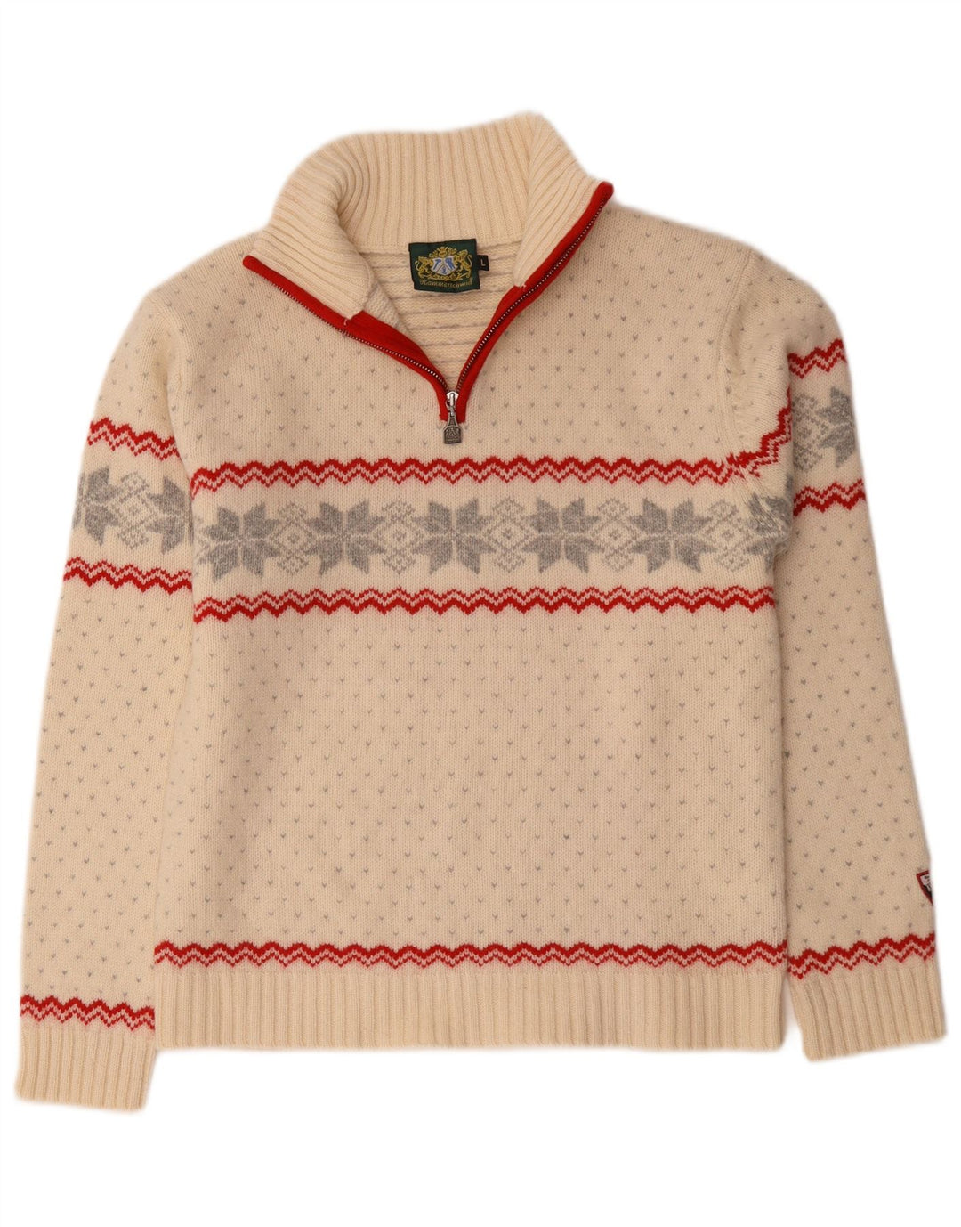 Hammerschmidt Pull à col zippé pour femme UK 16 Large Blanc cassé