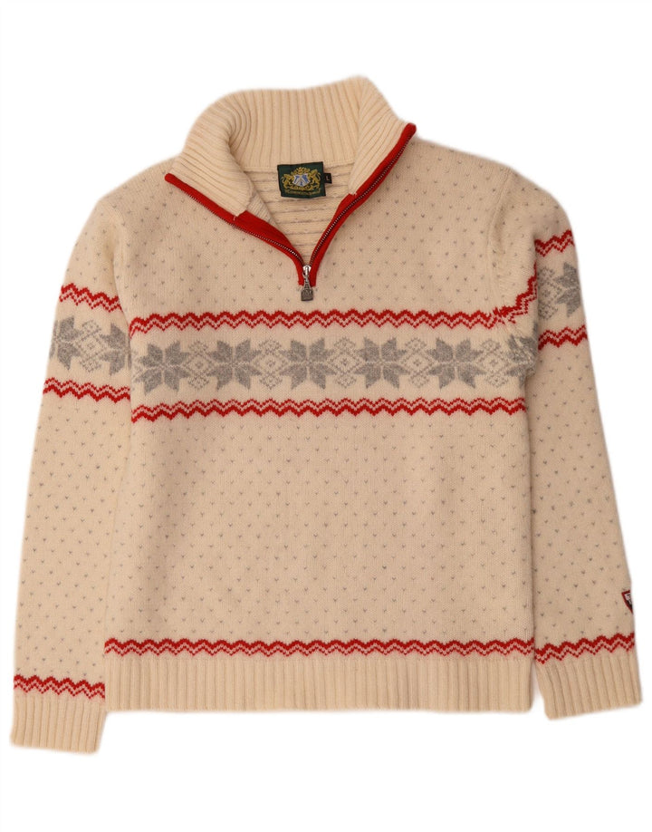 Hammerschmidt Pull à col zippé pour femme UK 16 Large Blanc cassé