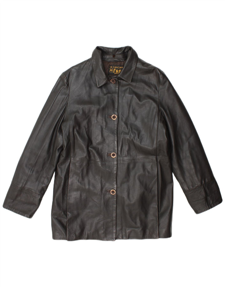 Veste en cuir femme vintage UK 14 Cuir brun moyen