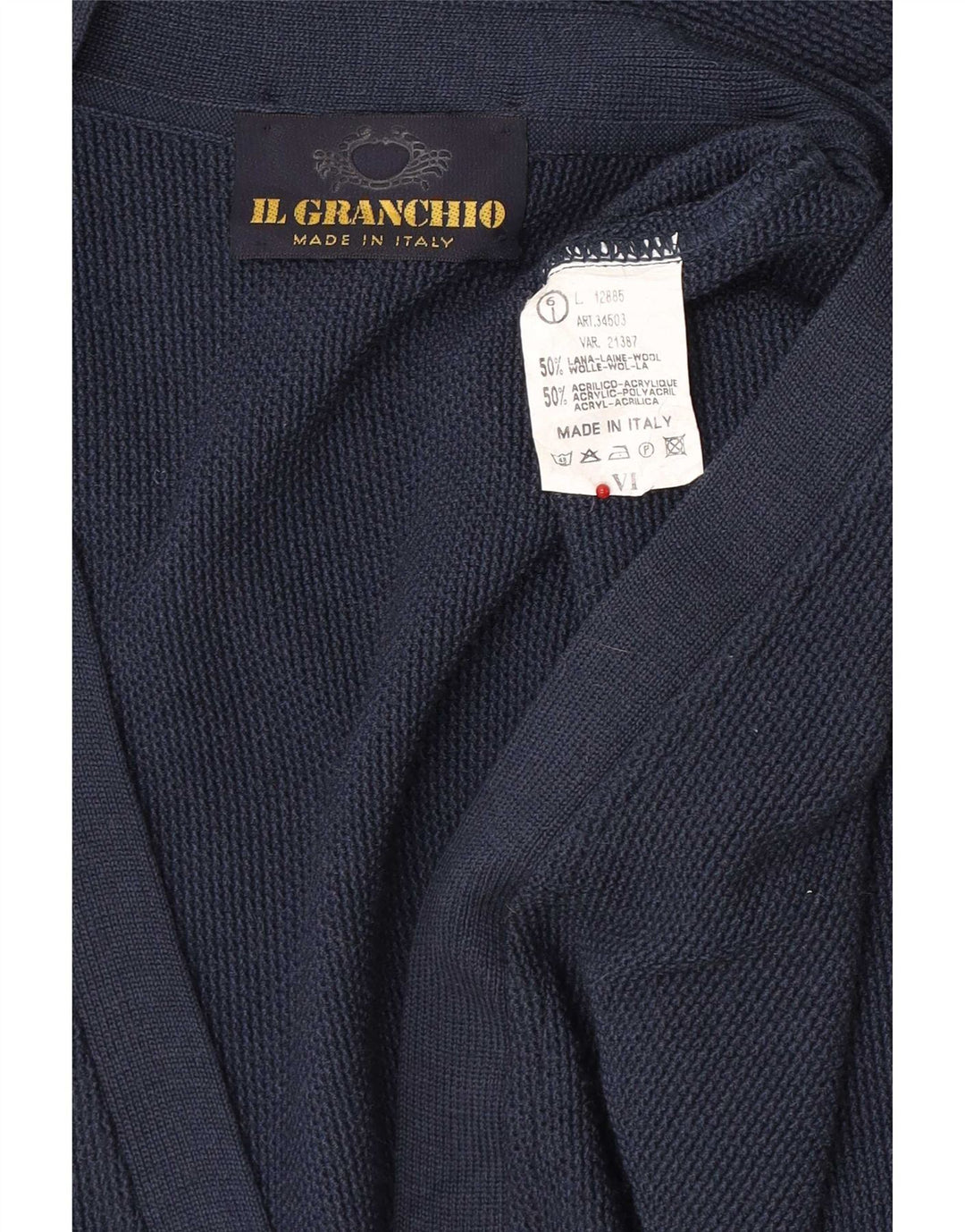 Il Granchio Homme Cardigan Pull Large Bleu Marine Laine