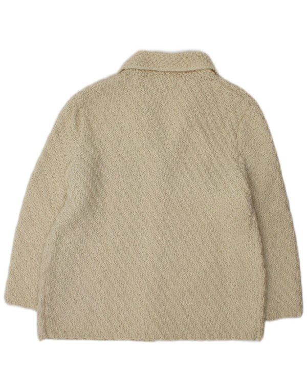vintage Femme Cardigan Pull UK 16 Grand Beige
