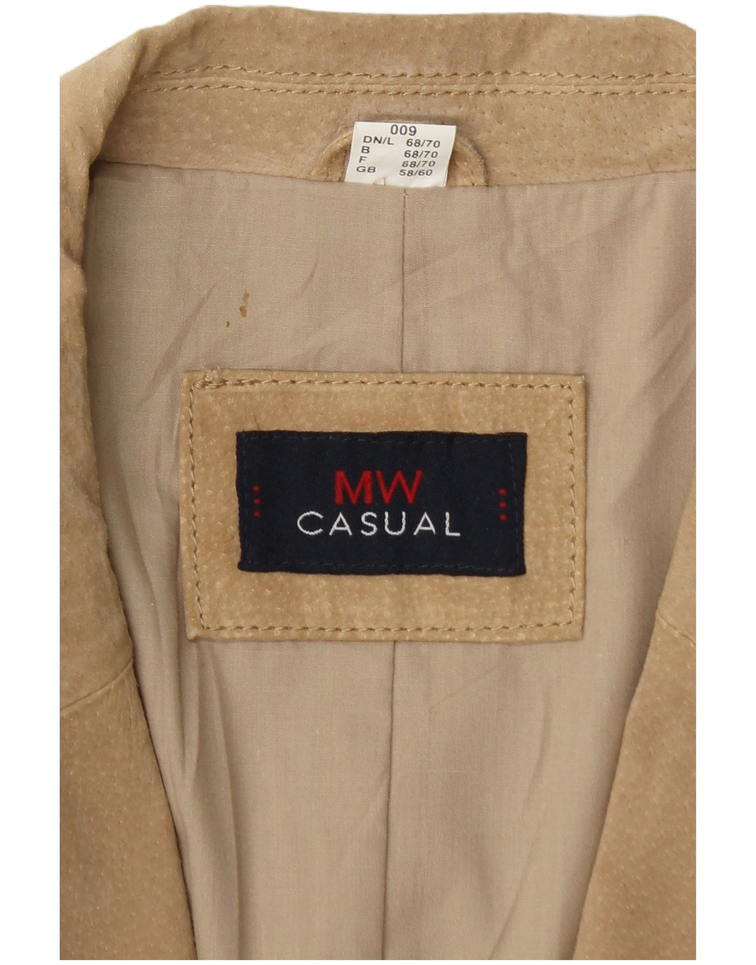 vintage Mens 2 Bouton Daim Blazer Veste UK 46 3XL Cuir Beige