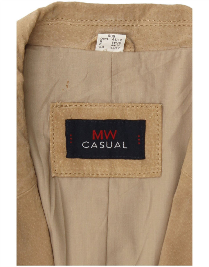 vintage Mens 2 Bouton Daim Blazer Veste UK 46 3XL Cuir Beige