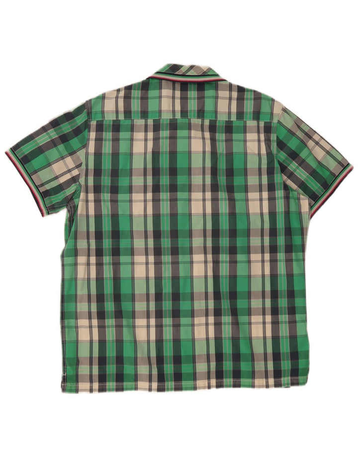 Kangaroos Chemise à manches courtes pour homme XL en coton à carreaux vert