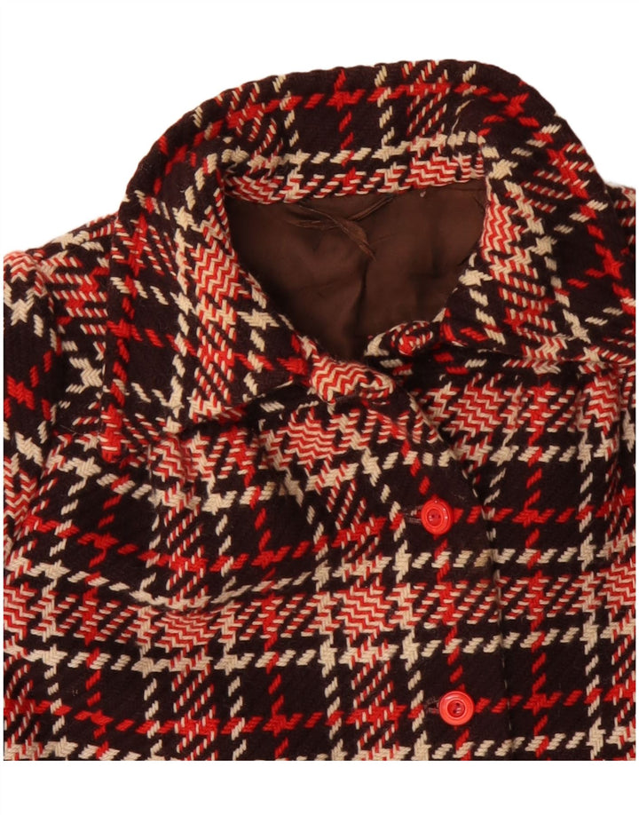 VINTAGE Manteau court femme UK 18 XL Red Check