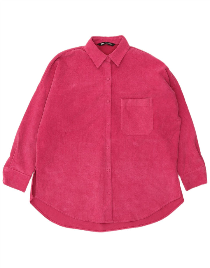 Zara Chemise surdimensionnée en flanelle pour femme UK 6 XS Rose Polyester
