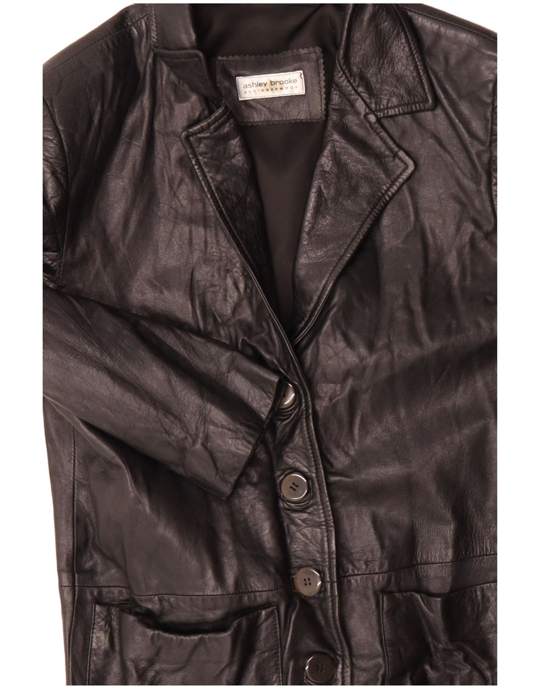 Ashley Brooke Manteau en cuir pour femme UK 10 Petit cuir noir