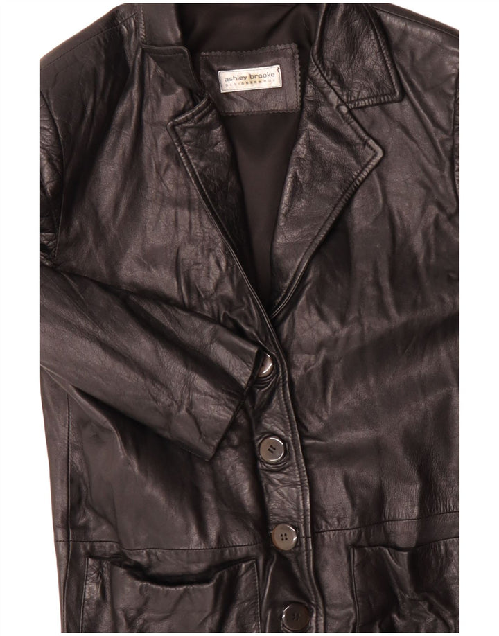 Ashley Brooke Manteau en cuir pour femme UK 10 Petit cuir noir