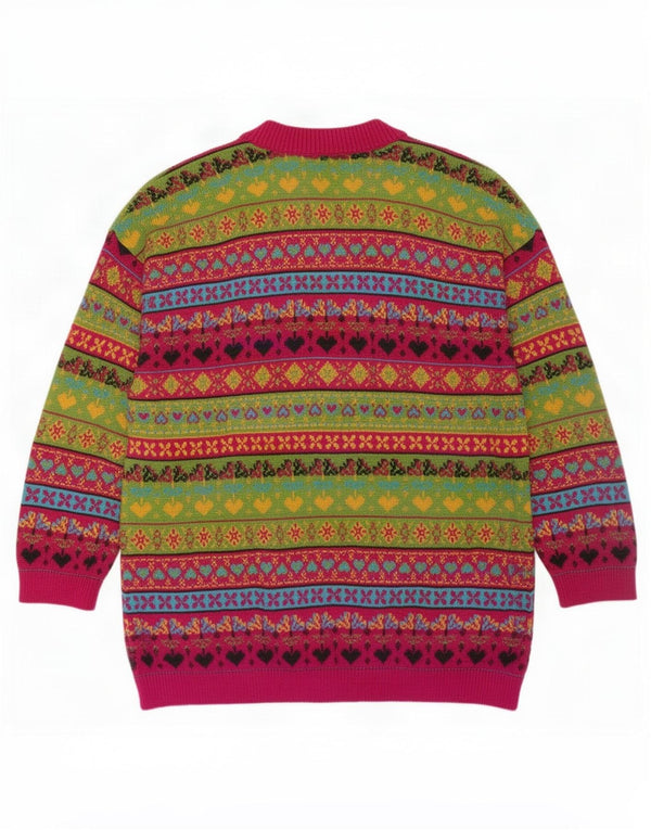 Stefanel Womens Cardigan Sweater UK 16 Large Multicolore Fair Isle