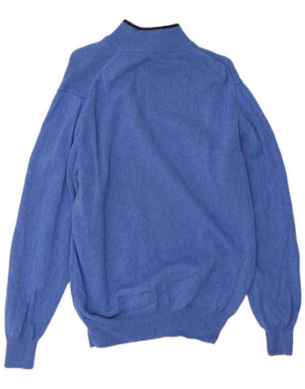 Fred Perry Pull Col Zippé Homme Bleu Moyen Laine