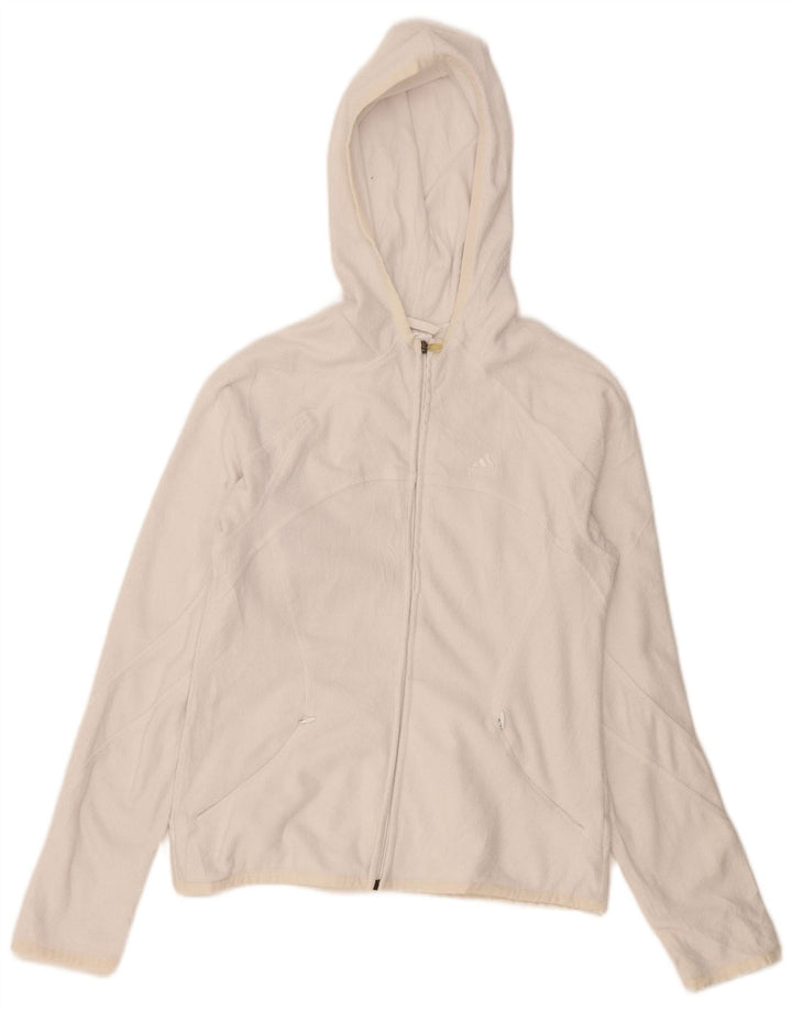 Adidas Veste polaire à capuche pour femme UK 12 Polyester blanc moyen