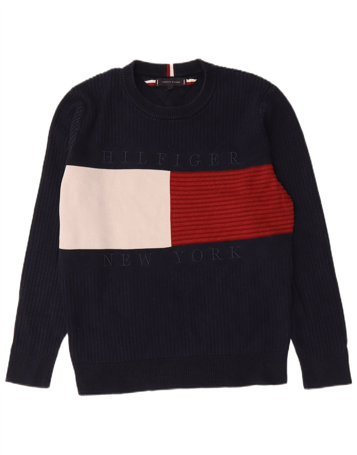 Tommy Hilfiger Pull Ras du Cou Homme Bleu Marine Moyen Colorblock