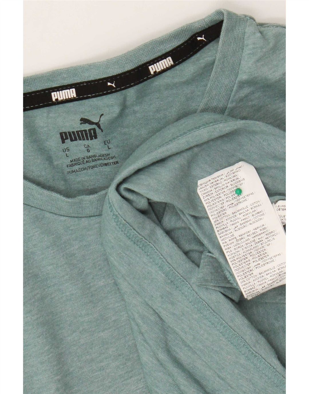 Puma Homme Graphic T-Shirt Top Large Vert Moucheté Polyester