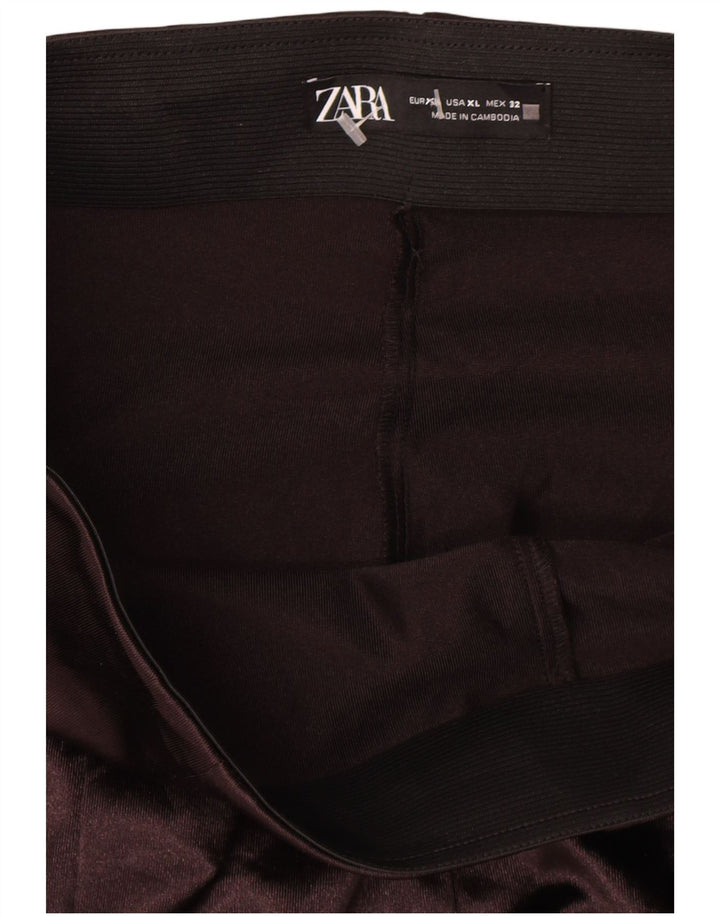 Zara Femmes Flare Leggings UK 18 XL Marron Polyester